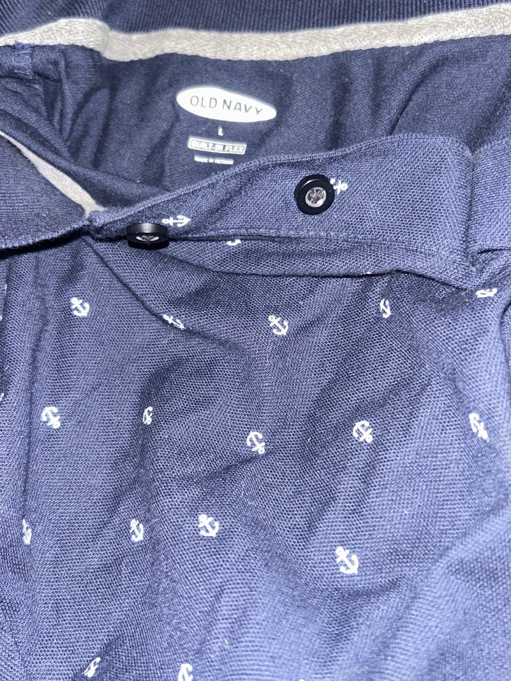 Old Navy Navy Polo with White Anchor Print